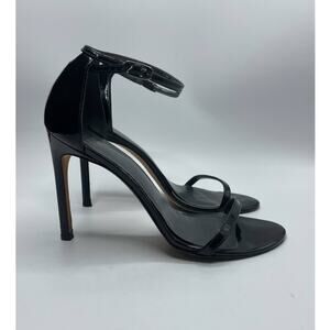 Stuart Weitzman Nudiscurve Black Patent Leather Strappy Sandals Size 9.5